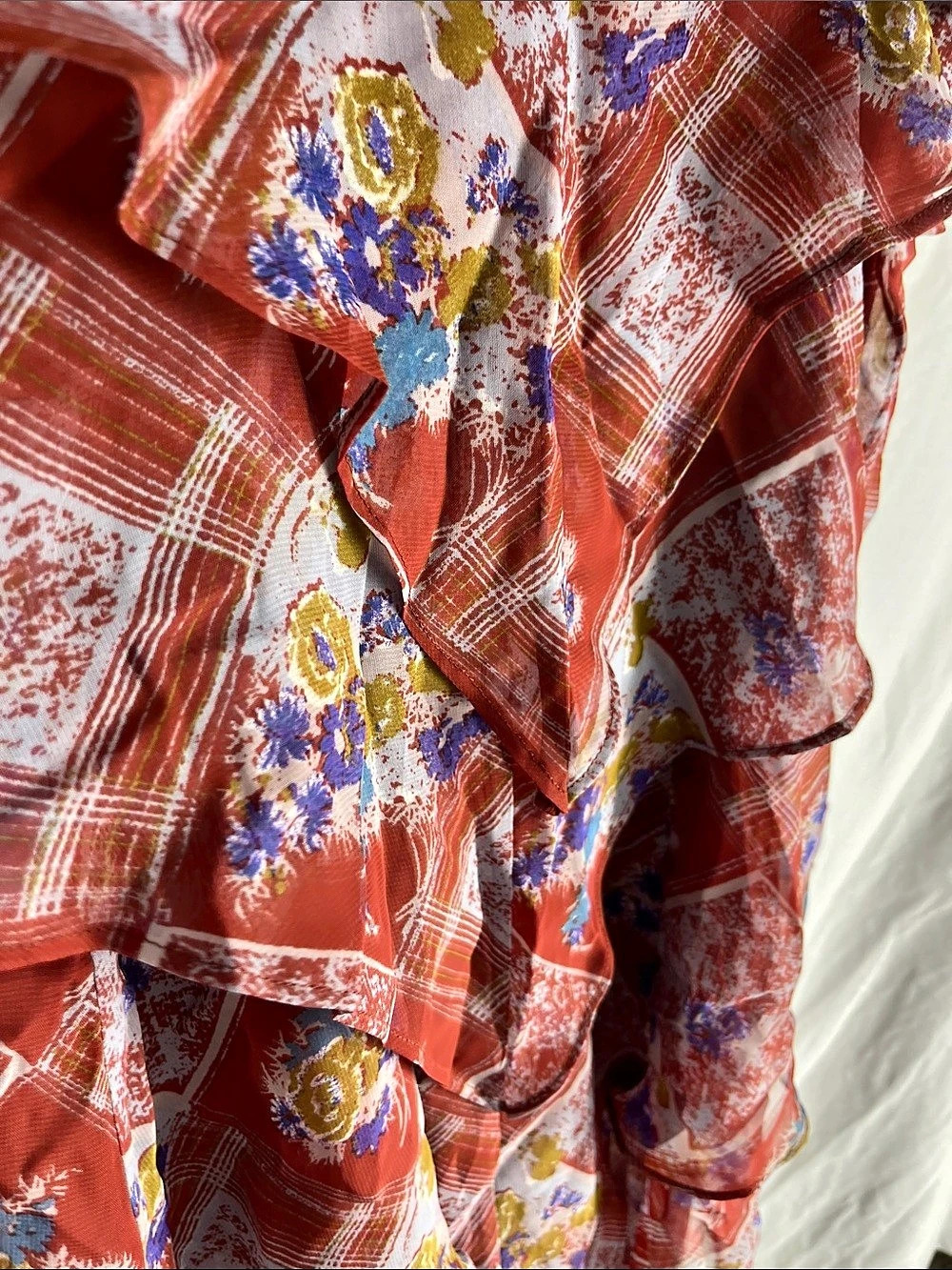 NWT Free People Red Rose C Plaid Floral Mini Dress in Red Size 0 - Picture 7 of 9
